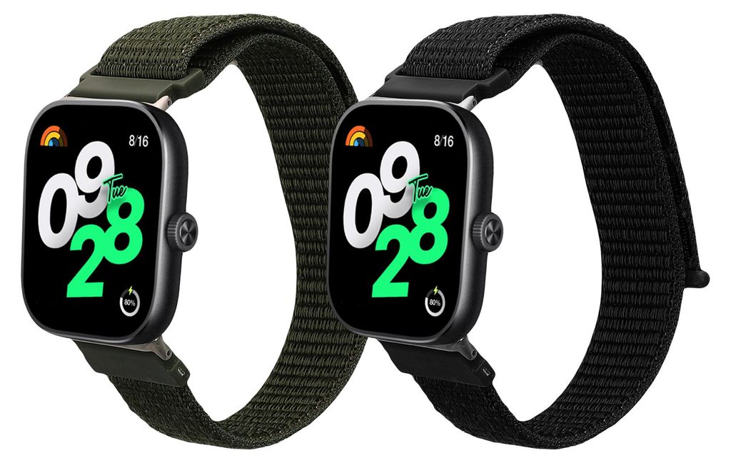 kwmobile 2x Uhrenarmband für Xiaomi Redmi Watch 4 / Band 8 Pro Armband - Fitnesstracker Band Set aus Nylon - Ersatzarmband Smartwatch - Schwarz