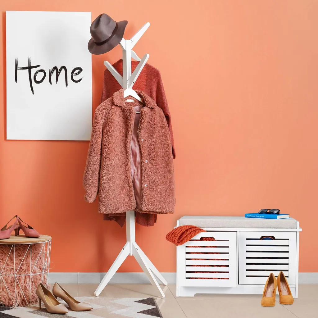 Banc avec rangement compact pour petits appartements gain de place Blanc