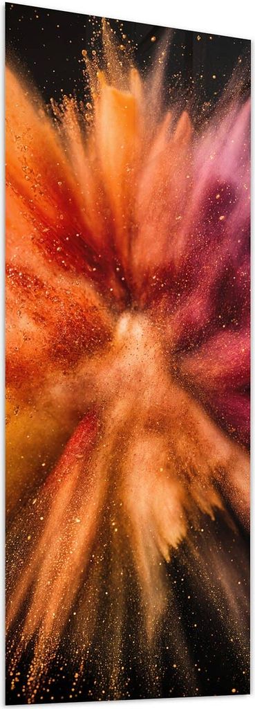 Glasbild 60x150cm in XXL für Wohnzimmer, Schlafzimmer Motiv Farbenexplosion