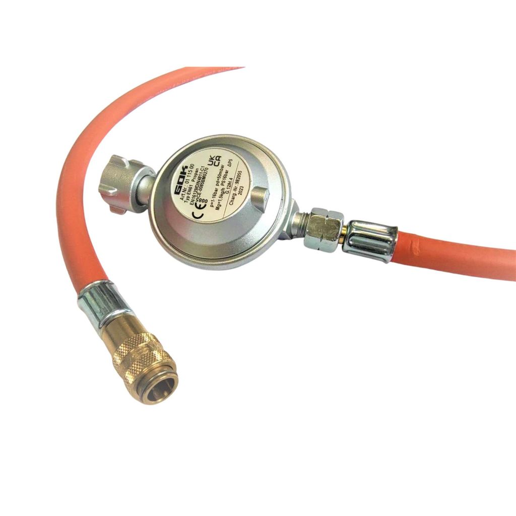 Zatechs Propan-Butan Gasschlauch Set mit GOK Regler 10m 50 mbar Ø6.3mm 21.8 mm Gewinde x Schnellkupplung Typ 21 Muffe Wohnmobil Gaskocher Lötbrenner