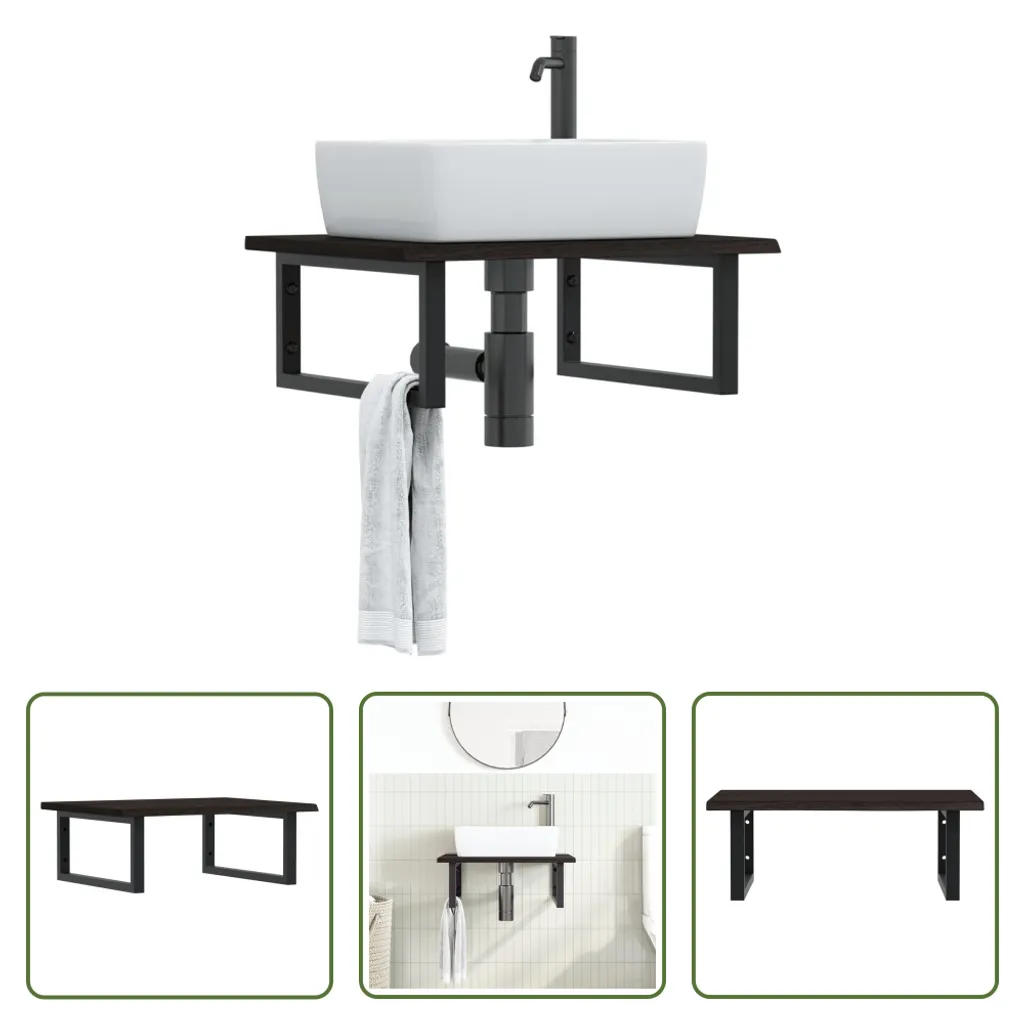 Piano Lavabo Sospeso Rovere e Acciaio The Living Store - 50x50 cm