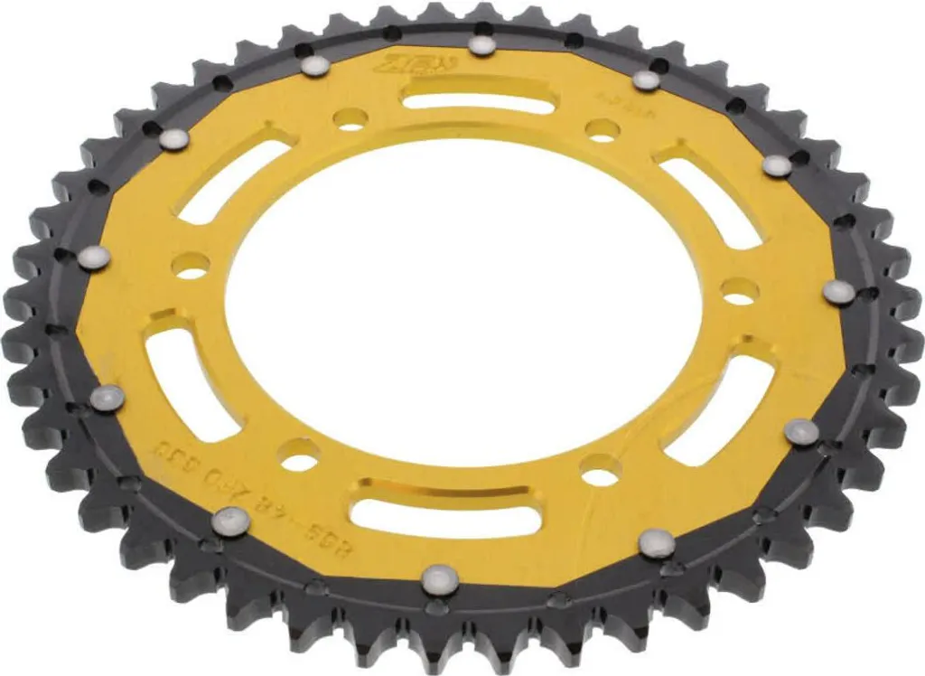 Couronne arrière moto ZF 48 dents pas 530 finition or et noir Yamaha