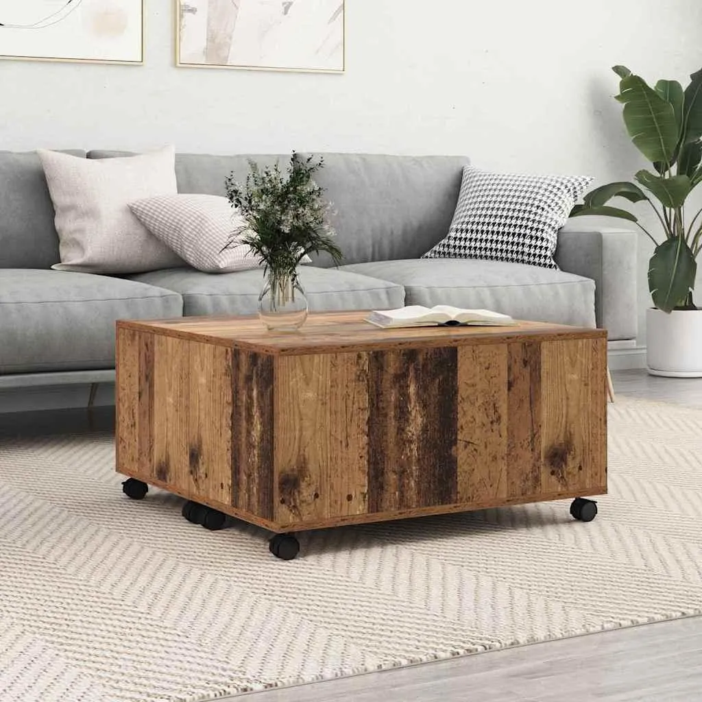 Tavolino Basso Legno Antico Maison Exclusive 75x75 con Cassetti
