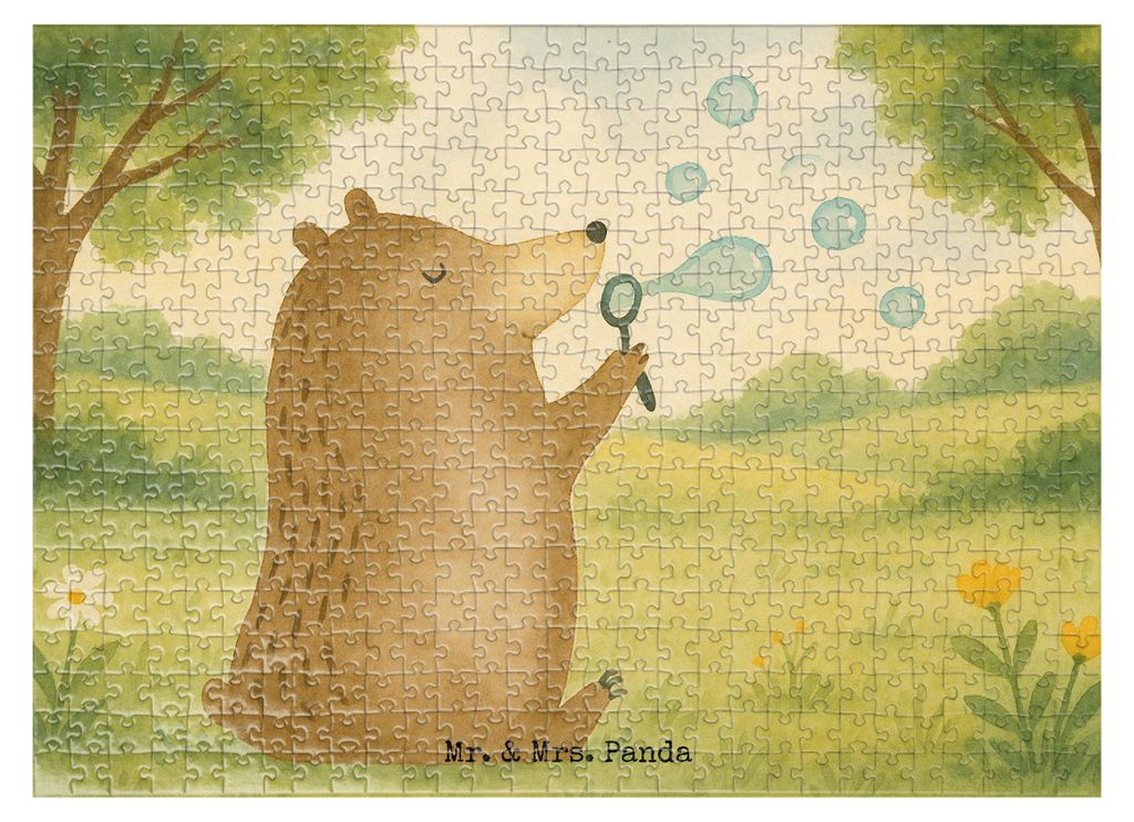 Mr. & Mrs. Panda Puzzle Bär Seifenblasen Design 551 Teile - Weiß - Geschenk, 500, 1500, Lustig Sein Glücklich Traurig Happy, Puzzlespiel, Teddy,...