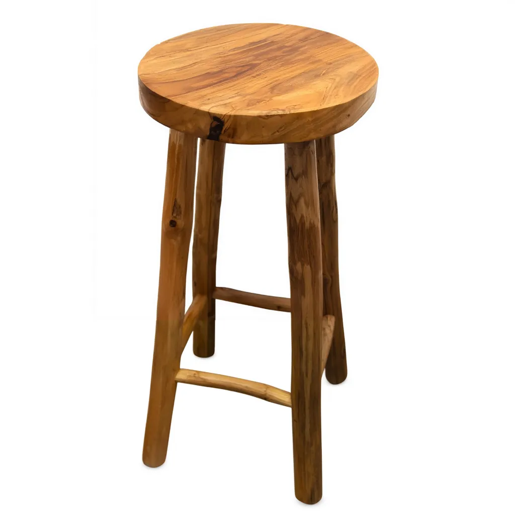Tabourets de Bar en Teck 72 cm - Stable et Robuste 120 kg - Lot de 2 Bois - 4