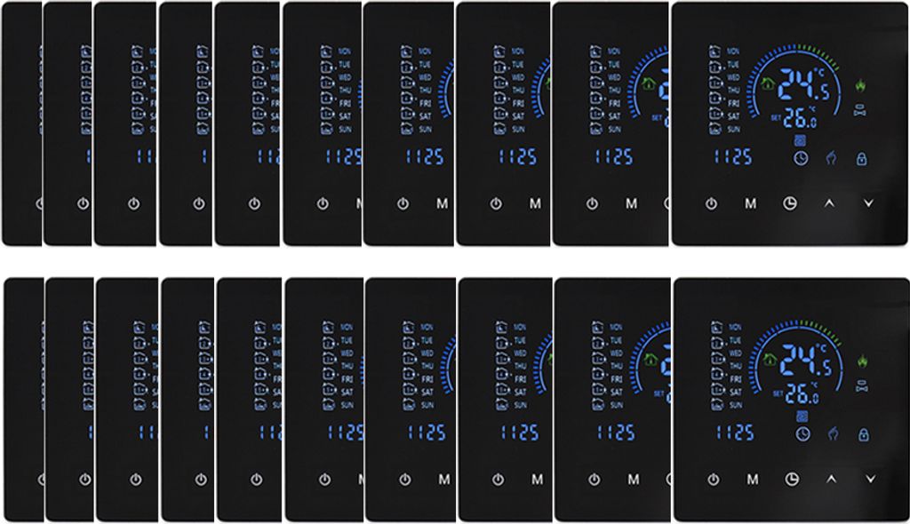 20X Smart Thermostat 3A Raumthermostat Wasserheizungsgeräte Fußbodenheizung, Touchscreen LCD-Display, programmierbare Untergrundheizung, 2 Modus