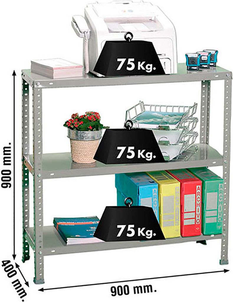 Leichtes Regal mit Schrauben ADVANTAGE 3/400 GRAU GRAU 900x900x400 - SIMONRACK
