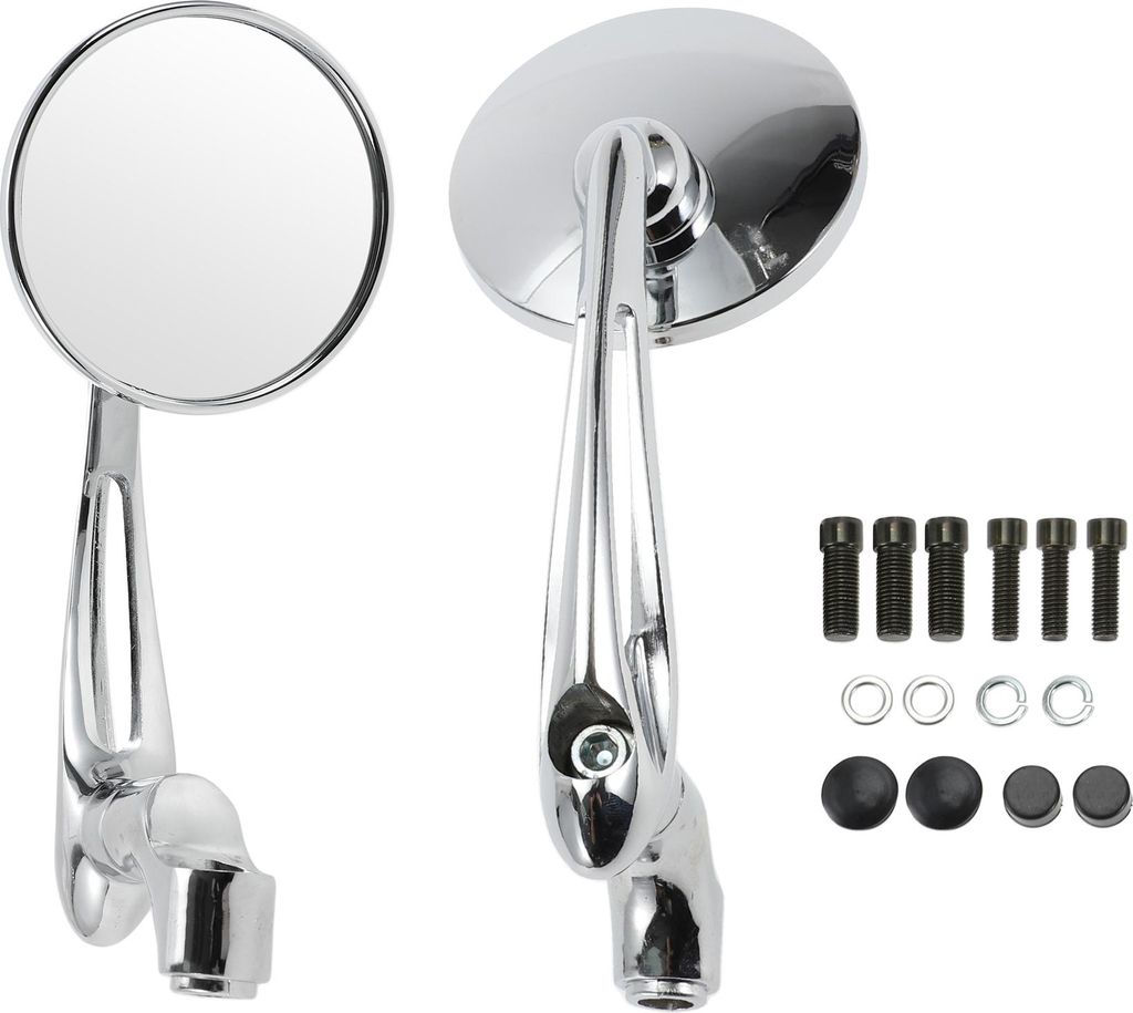 1 Satz Motorrad-Rückspiegel Lenkerspiegel Universal Verstellbar Kunststoff Chrom Silber Ton M8/M10 Runde Form