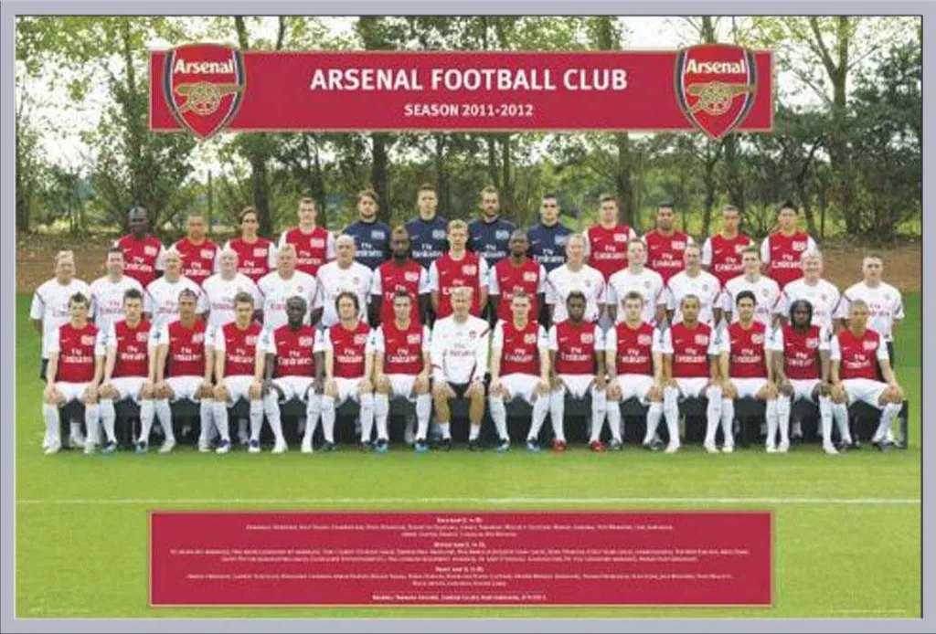 Affiche Arsenal Londres Équipe 11/12 et Cadre Shinsuke Argenté Maxi
