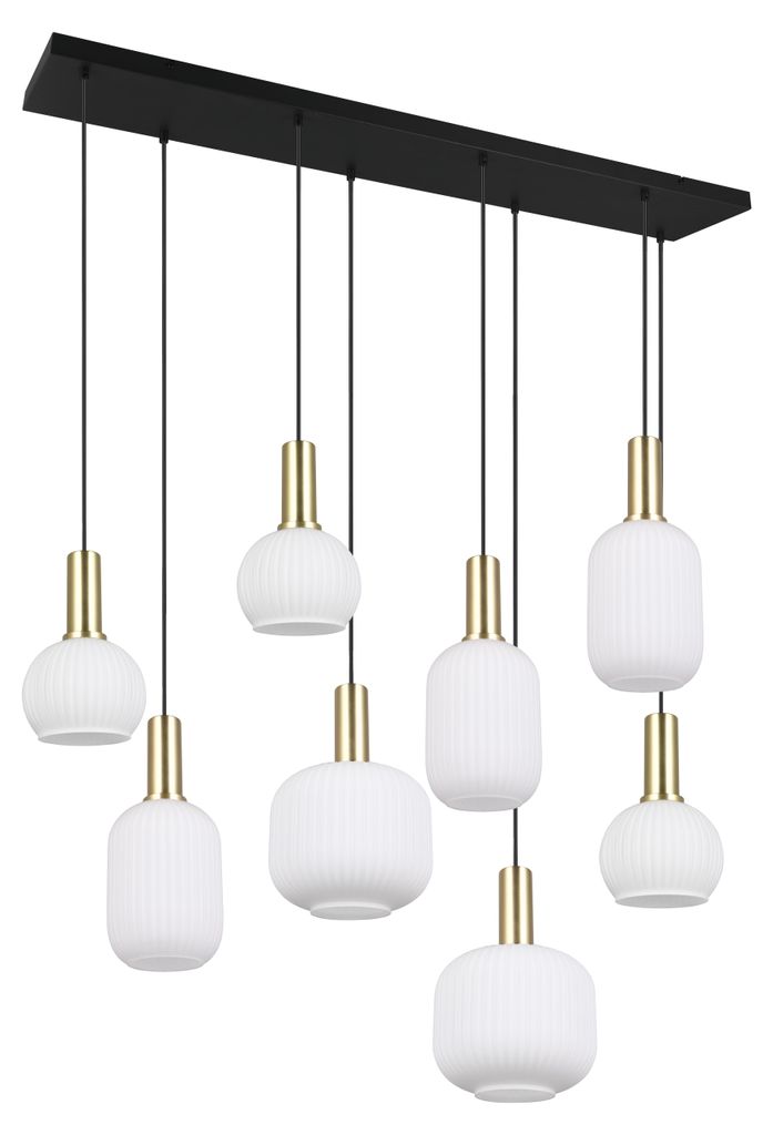 Żyrandol DIVA czarno-biały-złoty 8xE27x10W szkło Zdjęcie produktu 