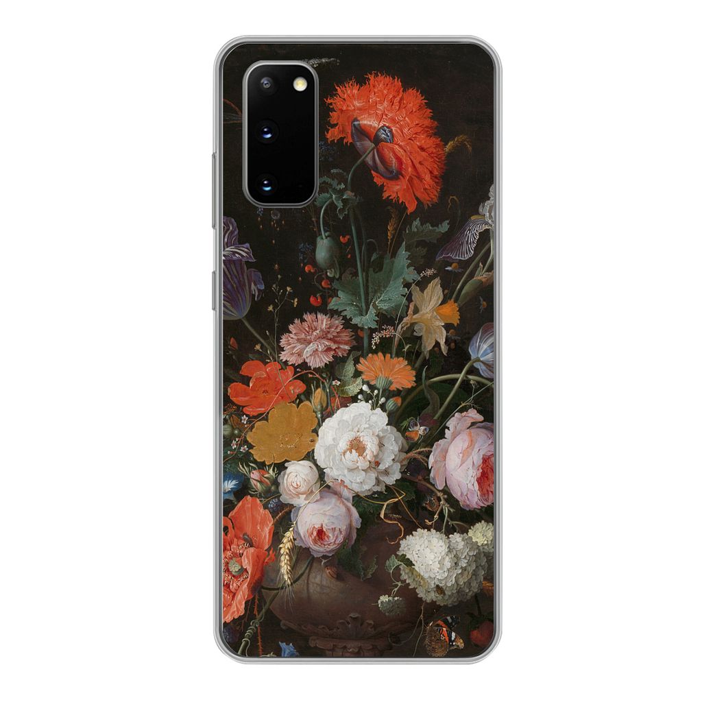 MuchoWow Handyhülle Schutzhülle Hülle für Samsung Galaxy S20 Stilleben mit Blumen und einer Uhr - Gemälde von Abraham Mignon Silikon Softcas...