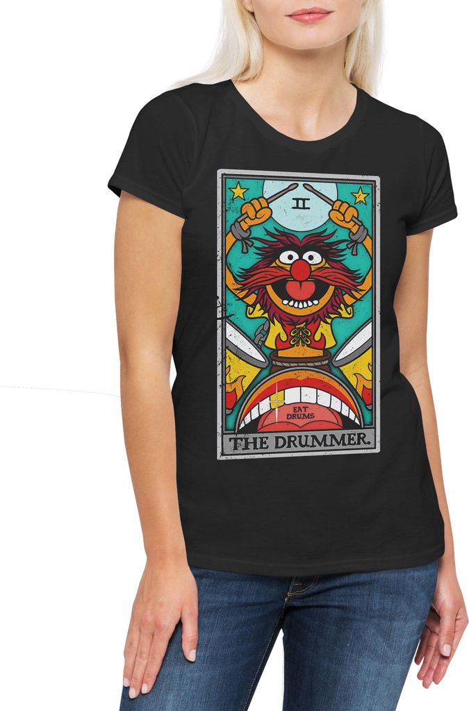 Urban Backwoods Wicked Drummer Tarot, Damen T-Shirt, Farbe: Schwarz, Größe: L