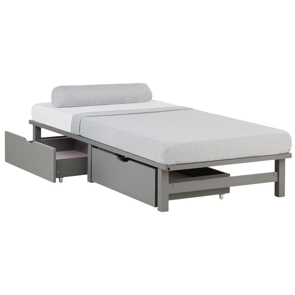 Homestyle4u Bettkasten Aufbewahrung mit Rollen Holz Grau Produktbild 