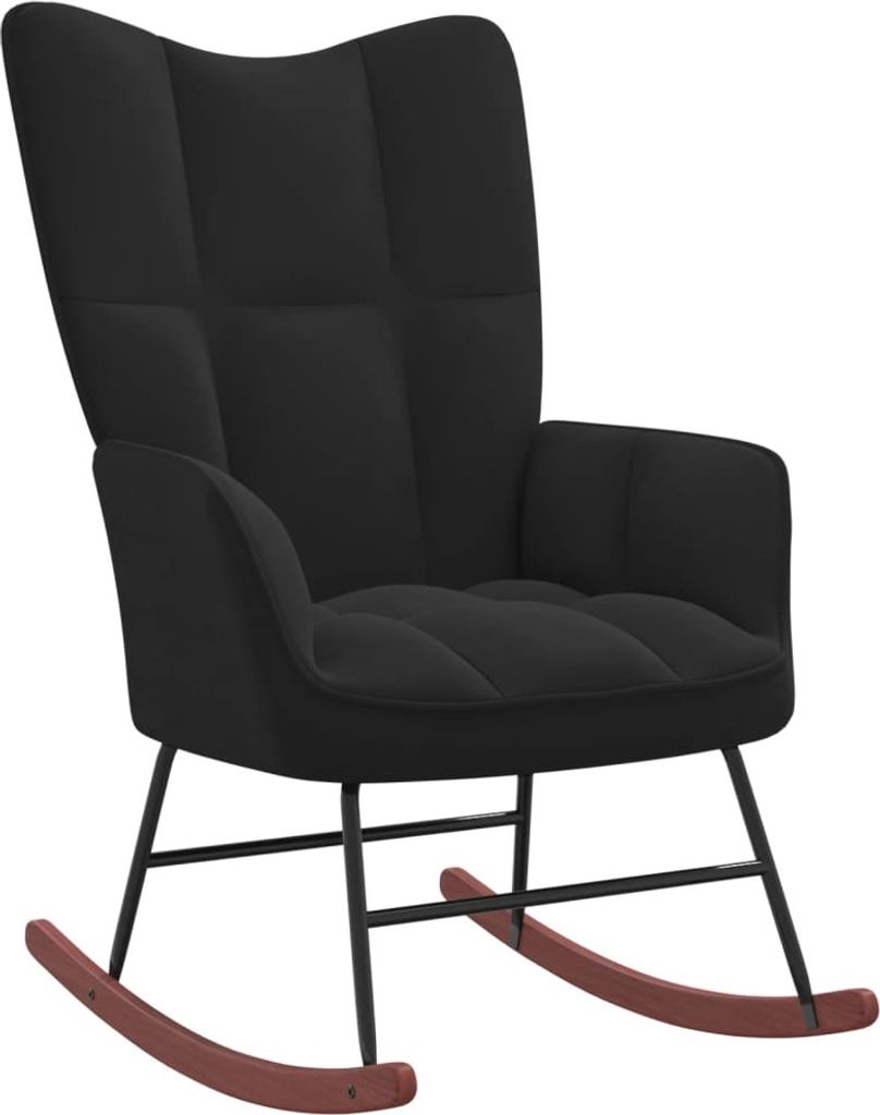 Chaise à bascule en velours noir 61 x 98 x 78 cm Image du produit 