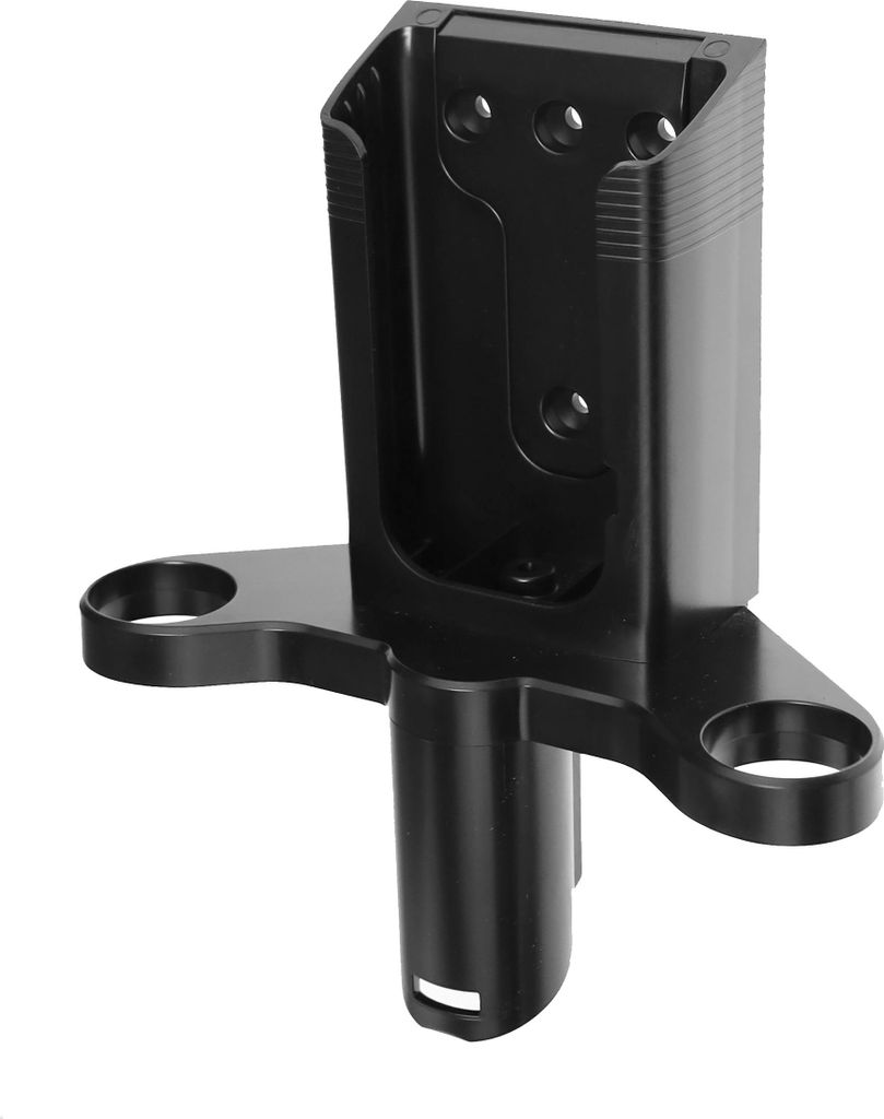 A black accessory for a vacuum cleaner, likely a wall mount or charging dock.