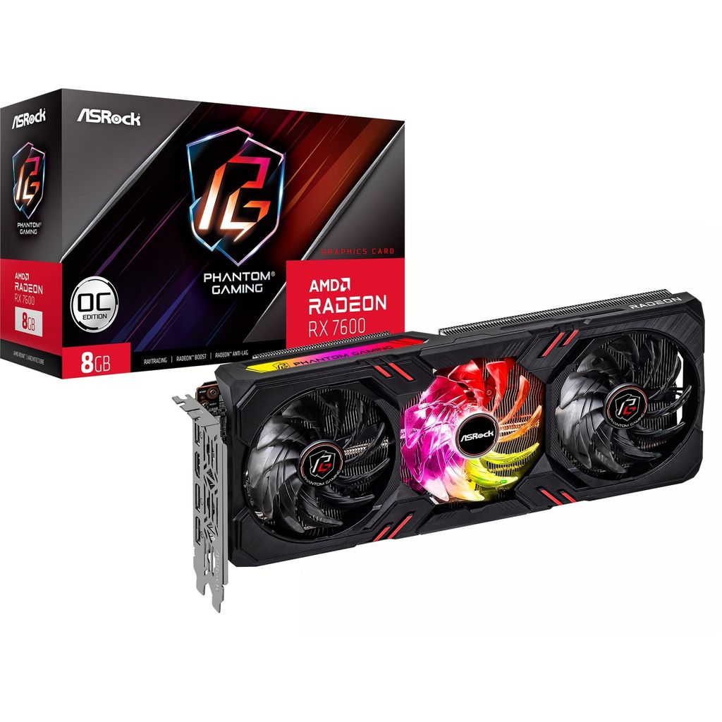 RX 7600 8GB ASRock Radeon Phantom Gaming OC GDDR6 3 Fan