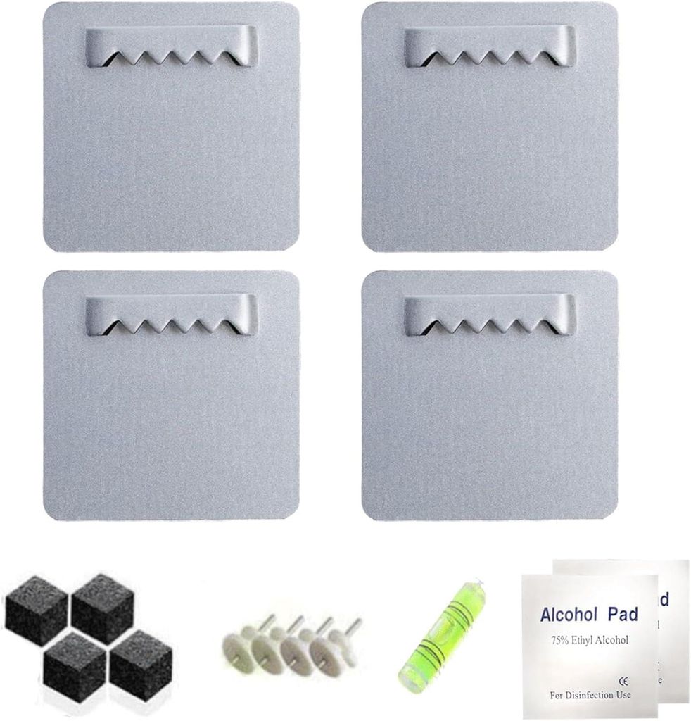 Set mit 4 selbstklebenden Aufhängehaken, Metallaufhängehaken für schwere Gemälde, stabile selbstklebende Aufhängehaken, Aluminiumaufhängehake...