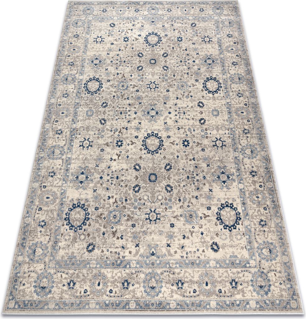 Teppich Wolle NAIN Rahmen Ornament 7586/51935 beige / dunkelblau beige 240x340 cm