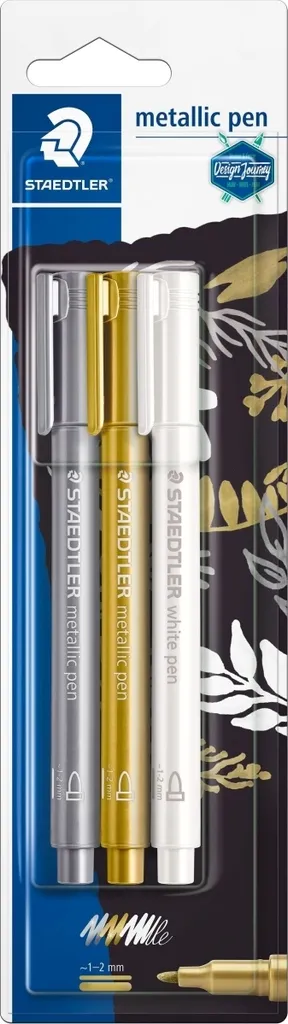 Stylo Écriture sur Papier Foncé Staedtler 8323 Lot de 10 Or Argent Blanc