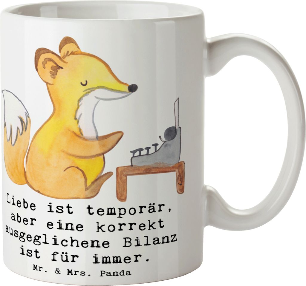 Mr. & Mrs. Panda Tasse Buchhalter Weisheit - Weiß - Geschenk, Beruf, Kaffeetasse, Finanzen, Keramiktasse, Teetasse, Berufsliebe, Bilanz, Berufspas...