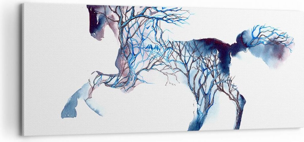 Bild auf Leinwand - Leinwandbild - natur malen schön Hengst - 100x40cm - Wand Bild - Wanddeko - Leinwanddruck - Bilder - Kunstdruck - Wanddekorati...