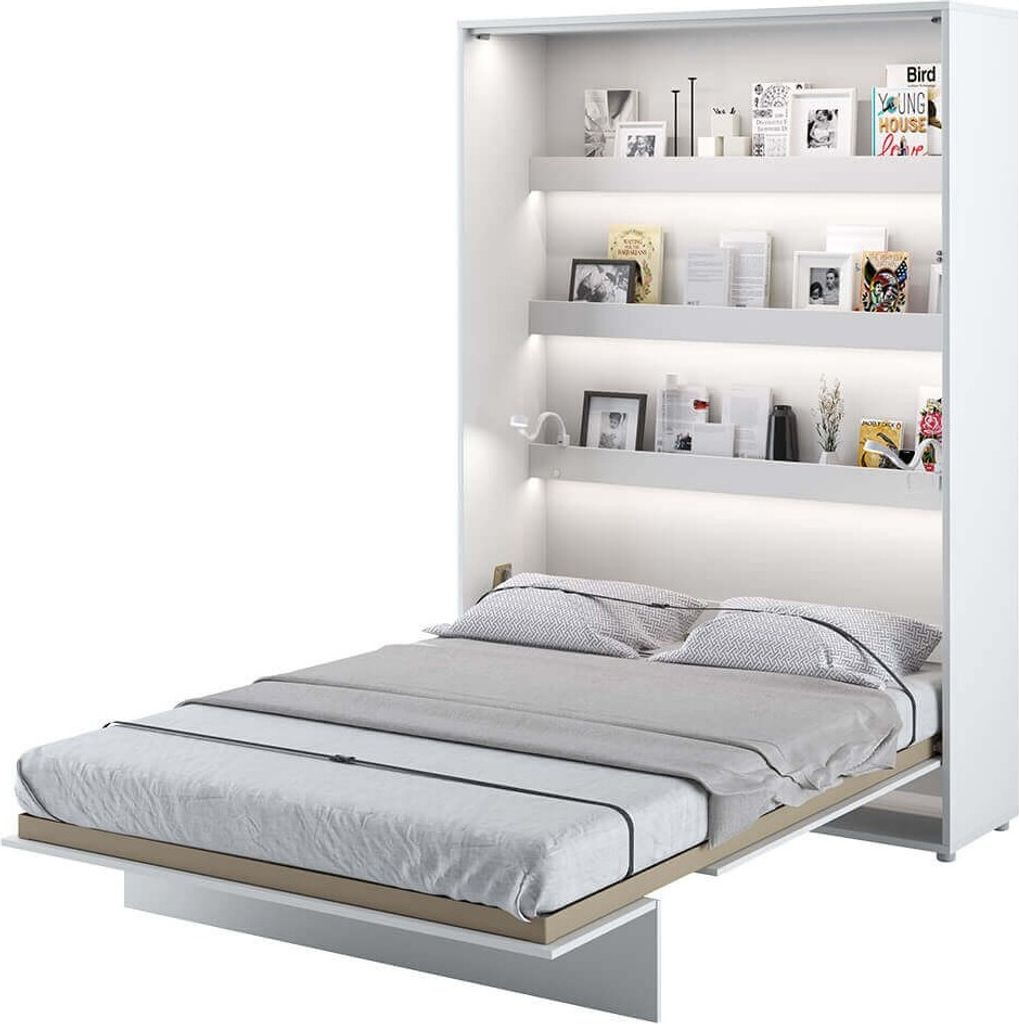 Furniture24 Schrankbett Bed Concept Lenart, Wandklappbett mit Lattenrost, V-Bett, Wandbett Bettschrank Schrank mit integriertem Klappbett Funktions...