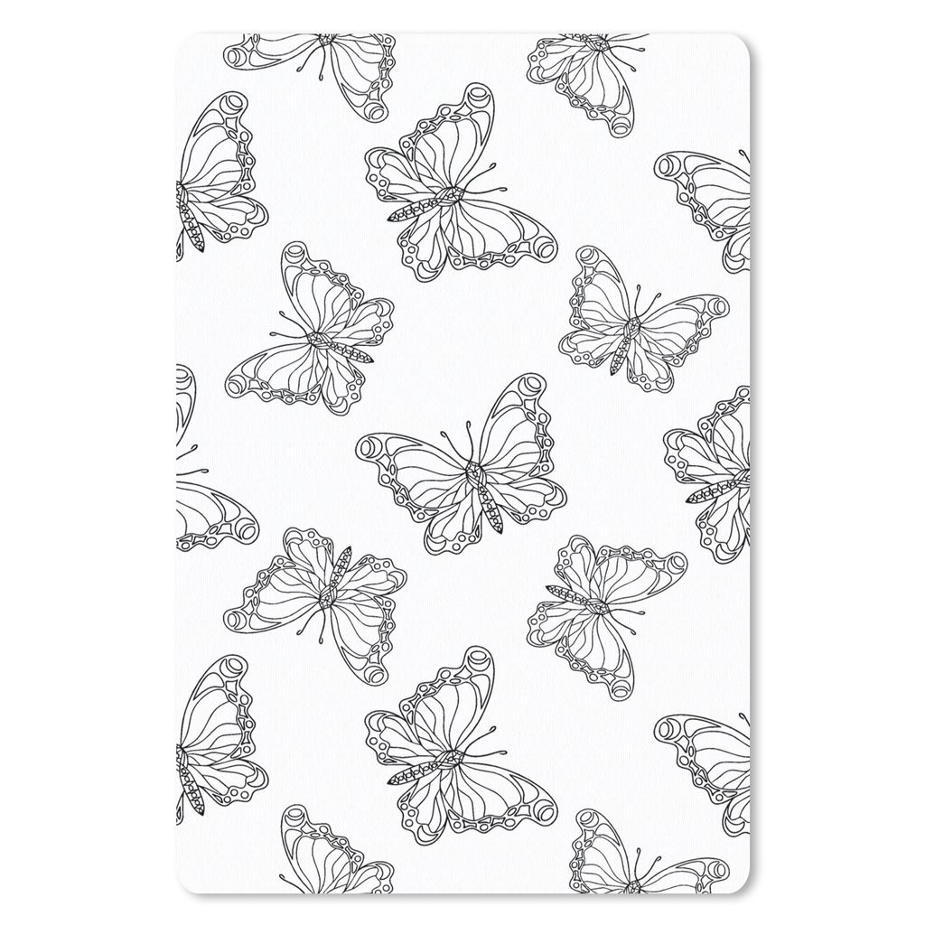 MuchoWow Mauspad Mousepad Schmetterlinge - Muster - Schwarz und Weiß 40x60 cm - Mousepads - Maus Mat - Pad - Mausunterlage - Schreibtisch Accesoire