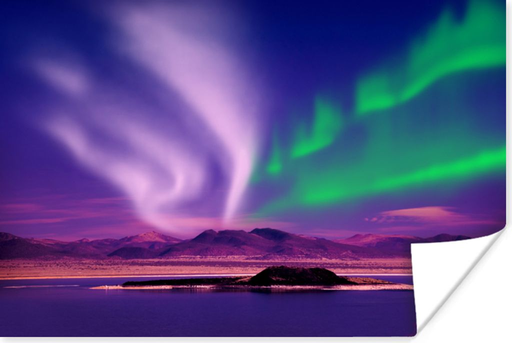 MuchoWow Poster Nordlichter - Schnee - Natur 90x60 cm - Schlafzimmer