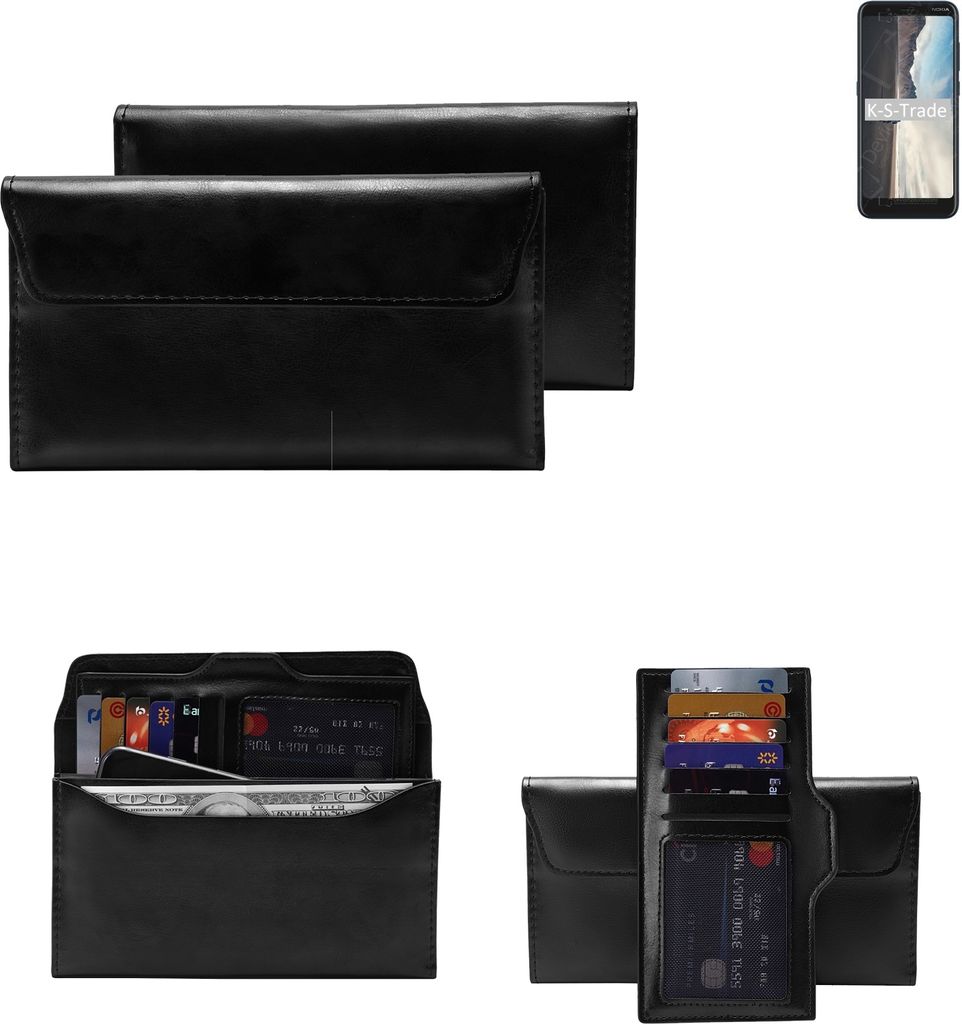 K-S-Trade Handy Hülle kompatibel mit Nokia C2 Tava Schutz Hülle Tasche Schutz Case Handytasche Kunstleder schwarz, 1x