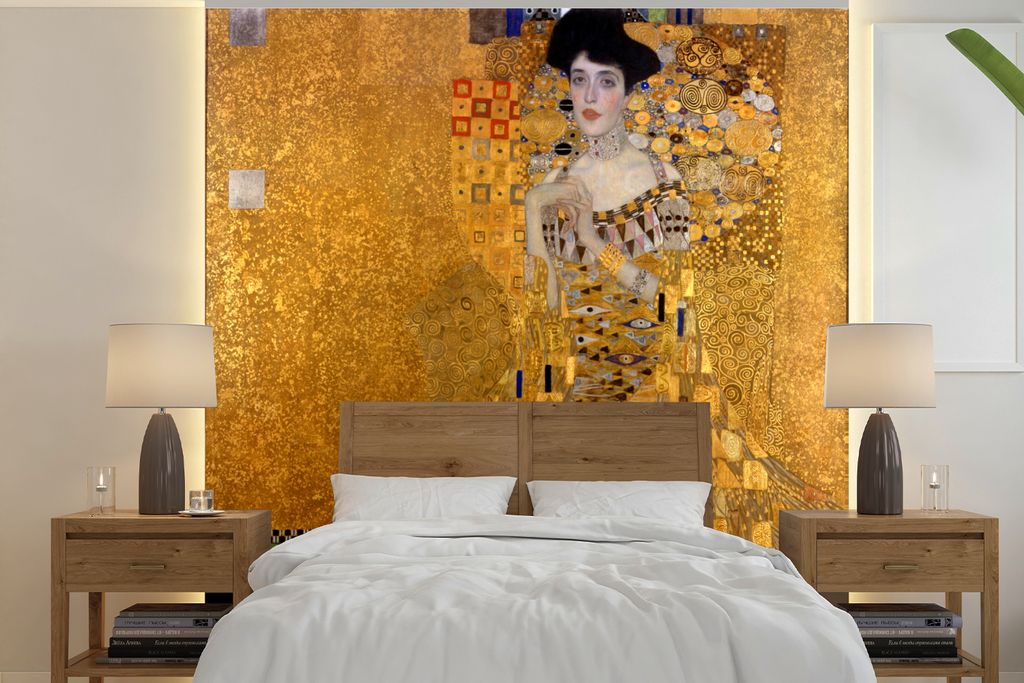 MuchoWow Fototapete für Wohnzimmer oder Schlafzimmer Wandtapete Vinyl Motivtapete Porträt von Adèle Bloch-Bauer I - Gemälde von Gustav Klimt ...
