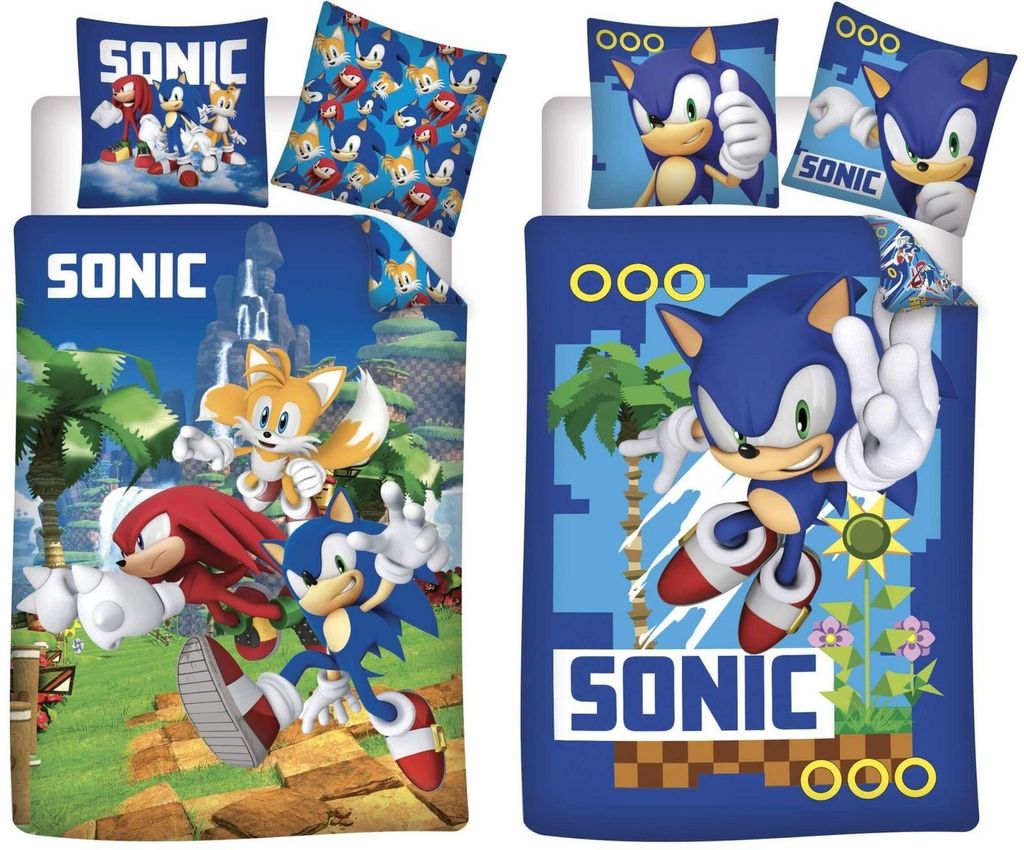 Sonic the Hedgehog - Wende-Bettwäsche im Doppelpack, 135x200 & 80x80