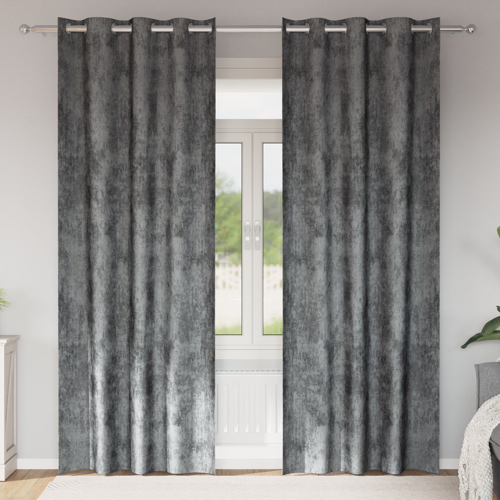 Desgin Samtvorhänge 2 Stück mit Ösen Grau 245x140 cm - Gardinen & Vorhänge 4107656