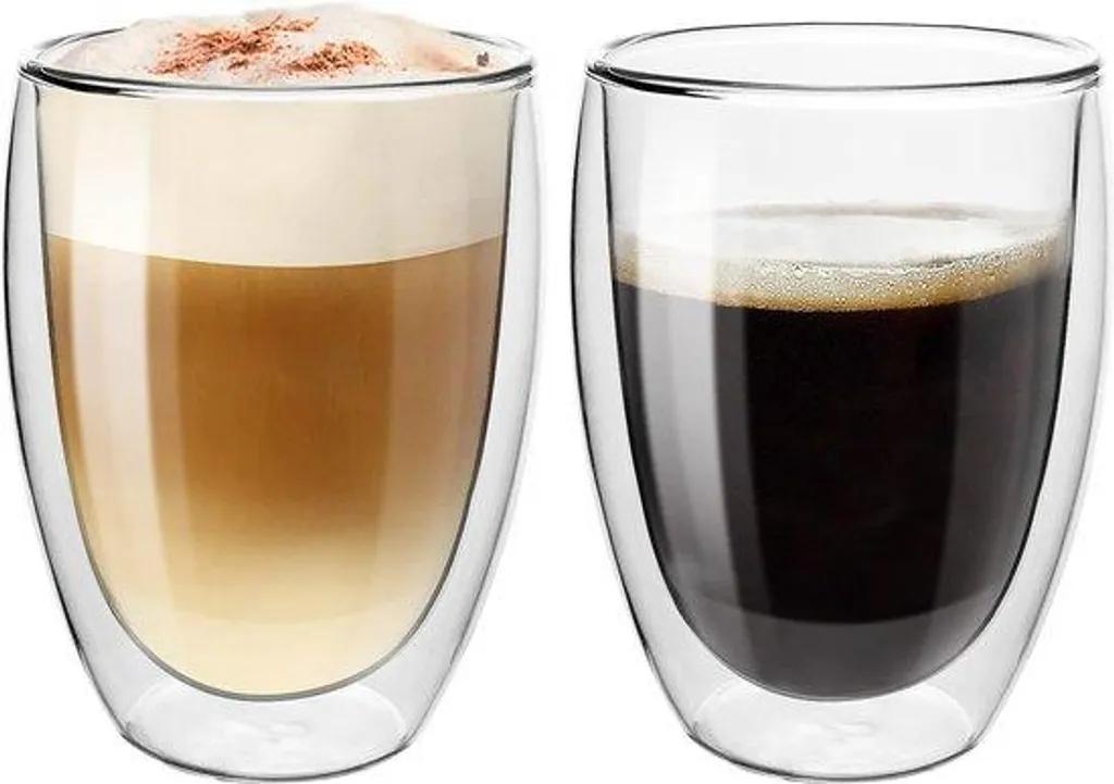 Tasse à cappuccino double paroi en verre borosilicaté rouge - Lot de 2