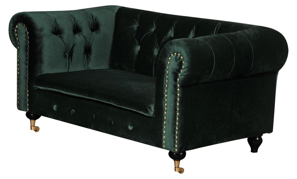 -Chesterfield2 Sitzer Lounge Zweisitzer Polster Sitz Couch Textil Sofa Stoff Neu