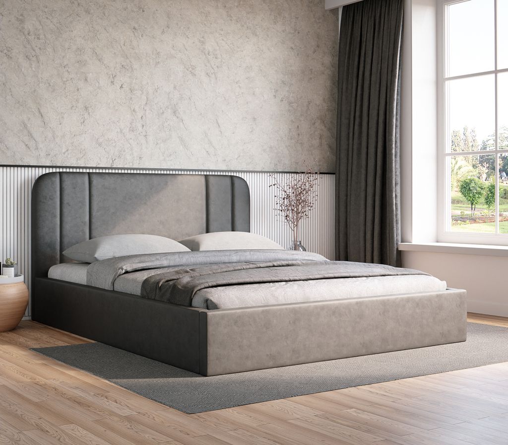 ADIDAR Fabi Polsterbett 200x200cm Doppelbett Metal - Holzrahmen mit hydraulischen Liefern Bett Hellgrau Amor Velvet 4318 - mit Lieferung nach Hause