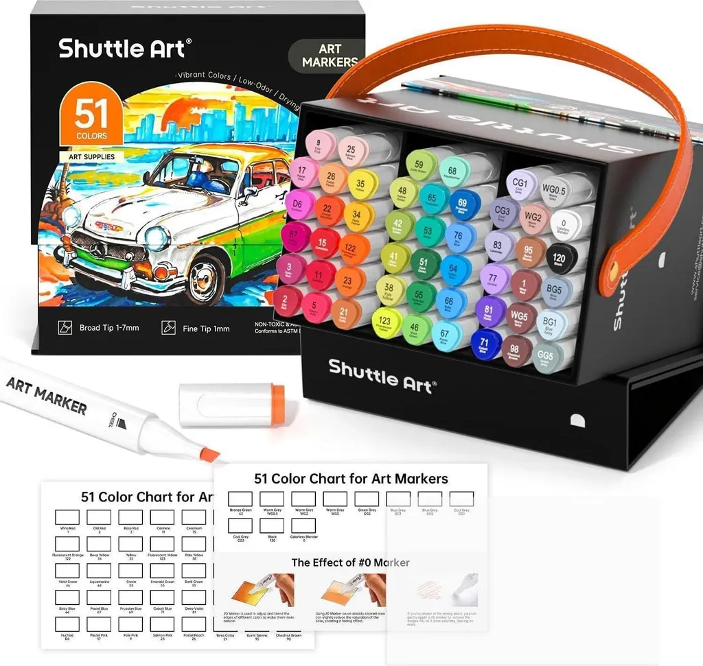 Pack 50 Marqueurs à Alcool Sans Traces Double Pointe pour Dessins Nets