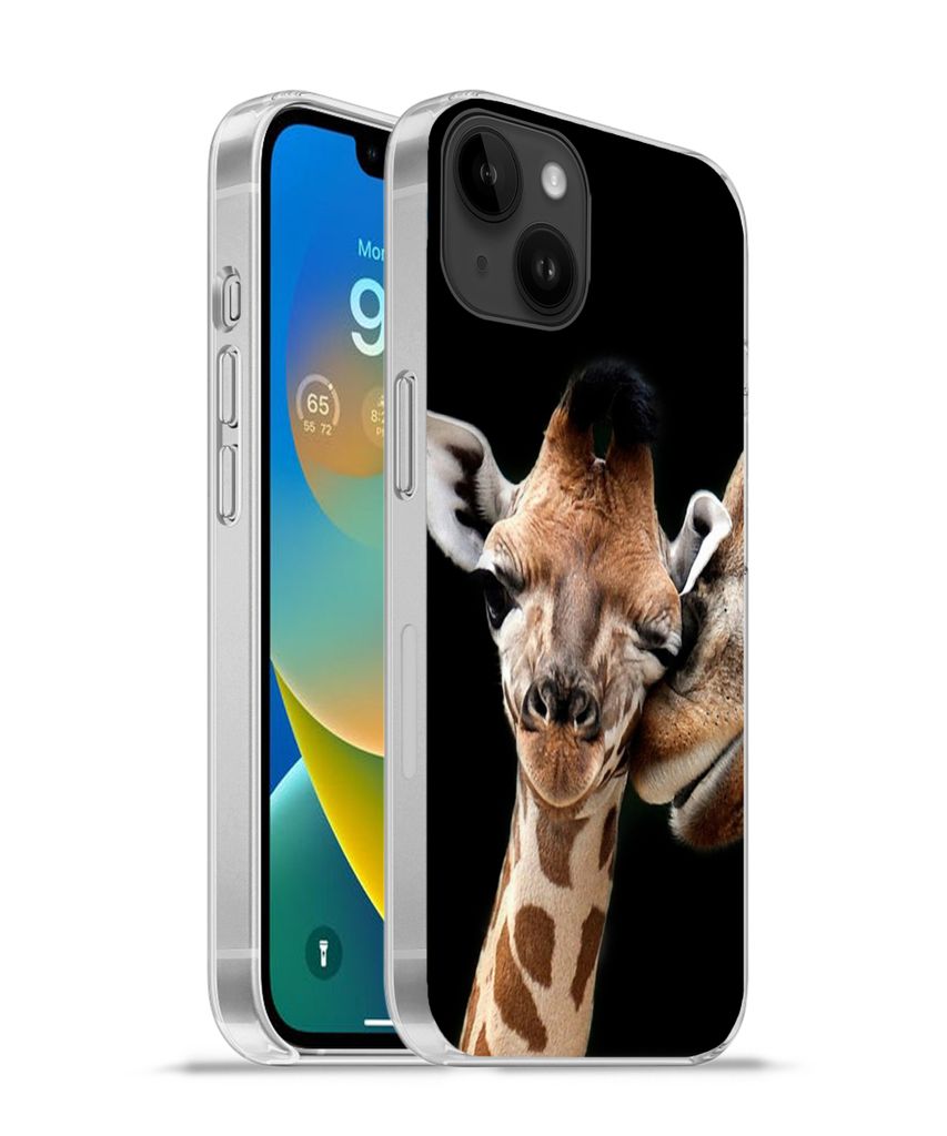 MuchoWow Handyhülle Schutzhülle Hülle für Apple iPhone 14 Plus - Soft case Giraffe - Tiere - Schwarz - Porträt - Tiere Silikon Softcase Hand...