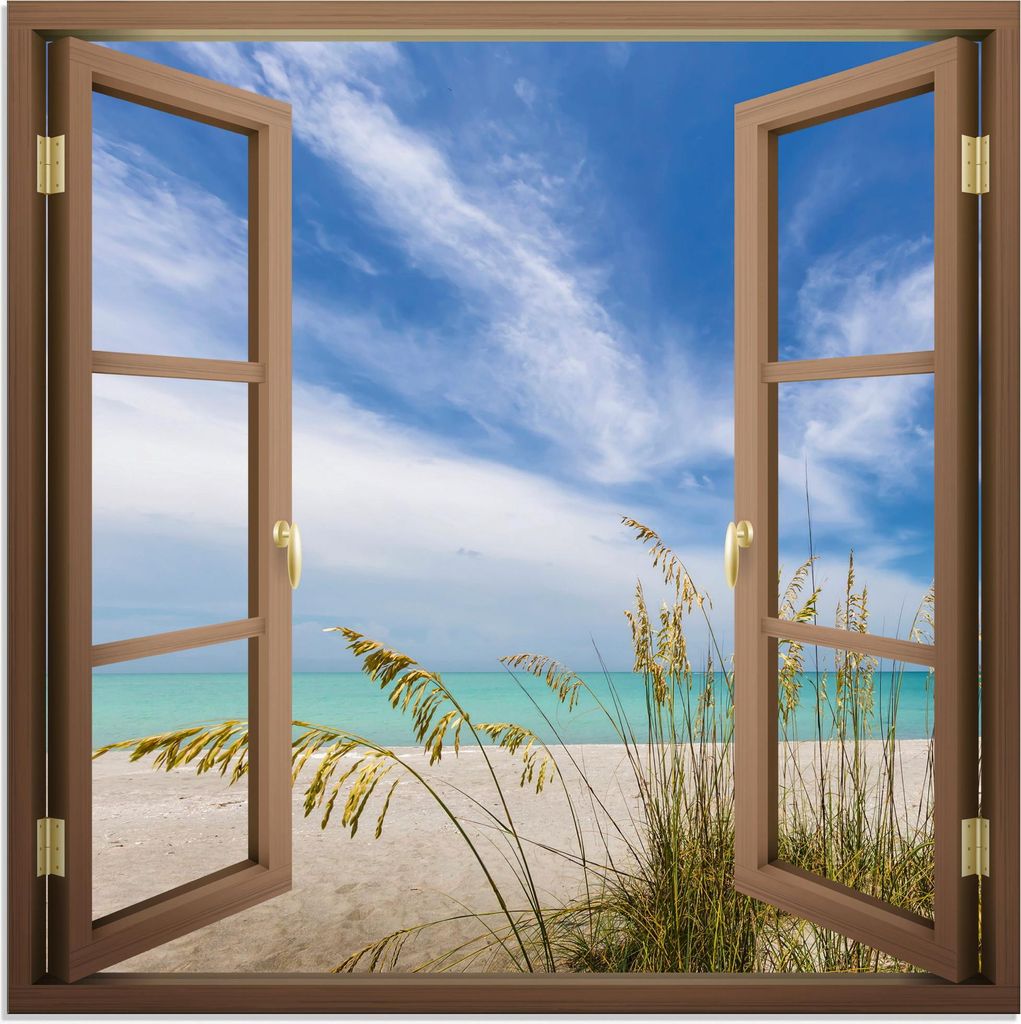 ARTland Glasbild Himmlische Stille am Strand genießen Größe: 30x30 cm