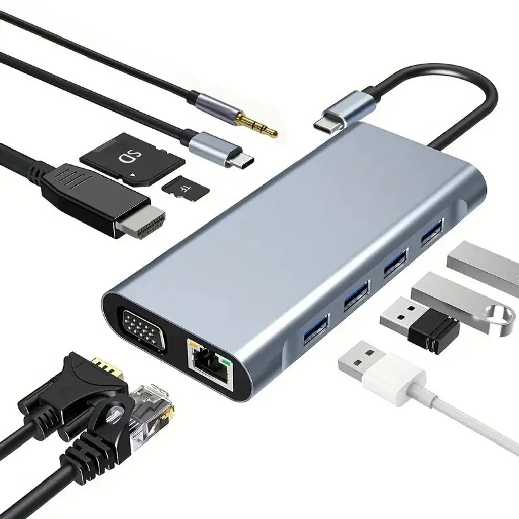 Hub USB C Multiprise Ordinateur Portable - Station 11 Ports HDMI et DP