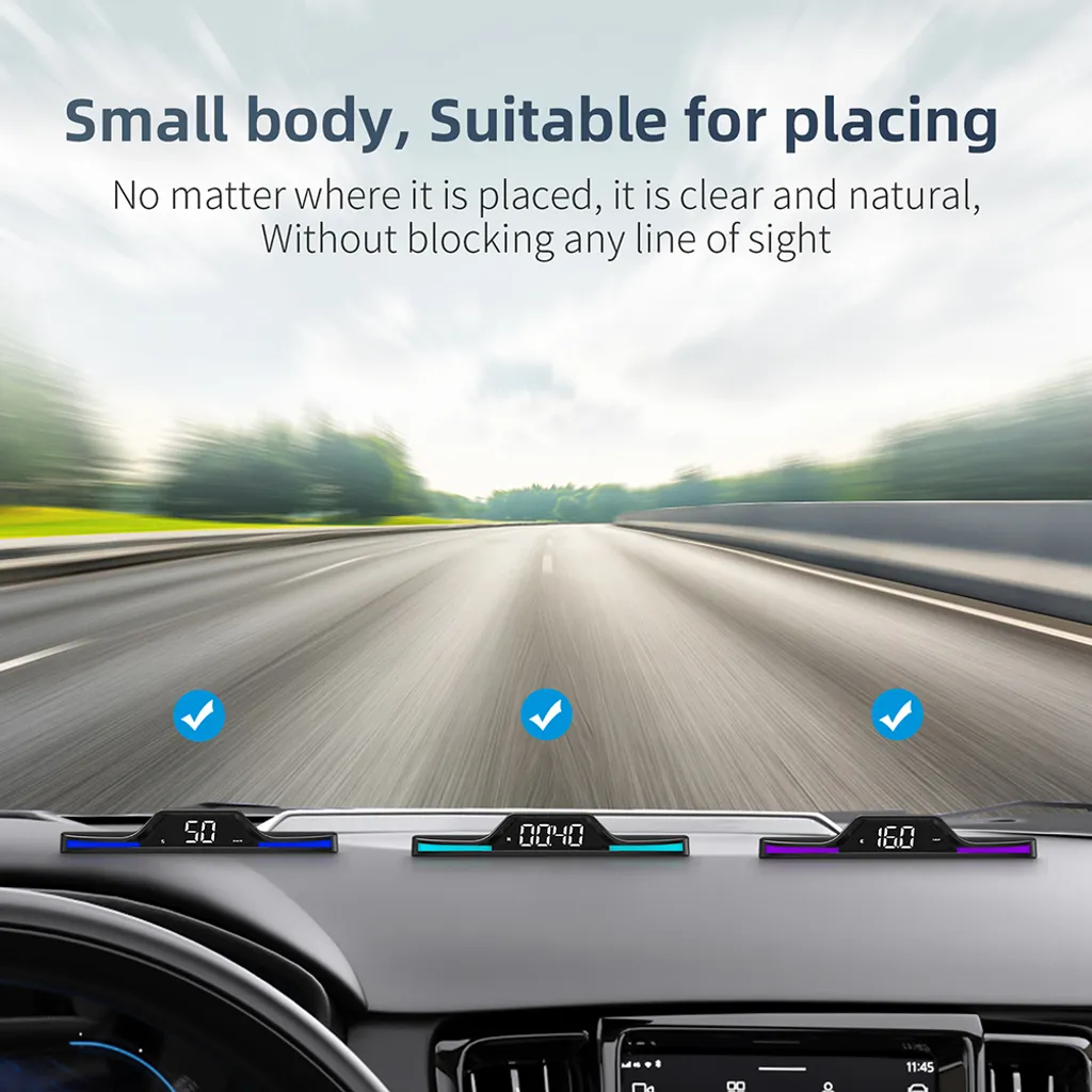Auto HUD Head Up Display Professionale GPS - Sistema Allarme Nero