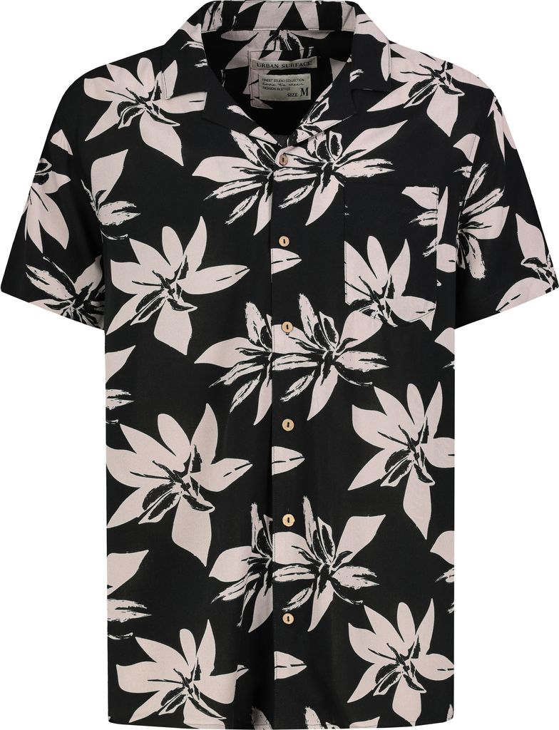 Urban Surface Viskose Kurzarm-Hemd mit abstraktem Tropical Design Muster Größe: XXL