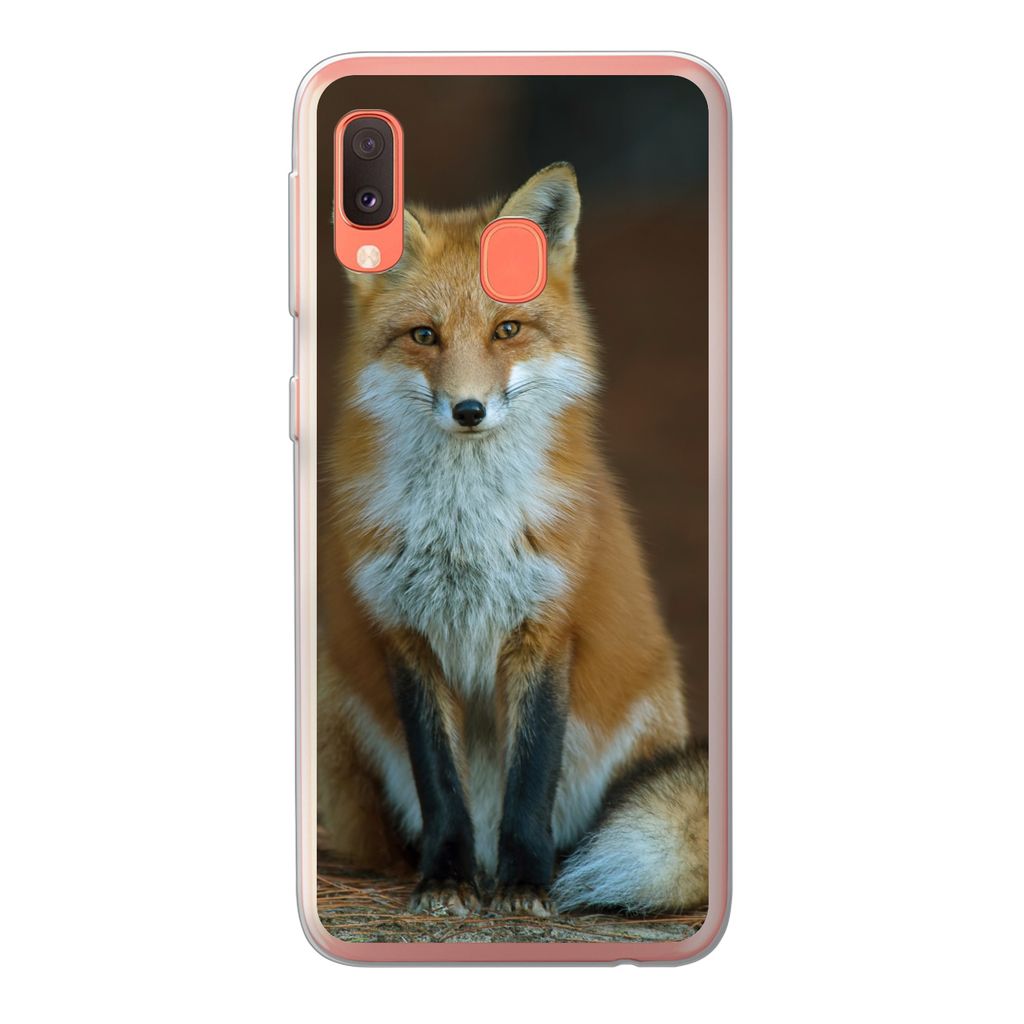 MuchoWow Handyhülle Schutzhülle Hülle für Samsung Galaxy A20e Fuchs - Makro - Rot Silikon Softcase Handy Hülle - Abdeckung