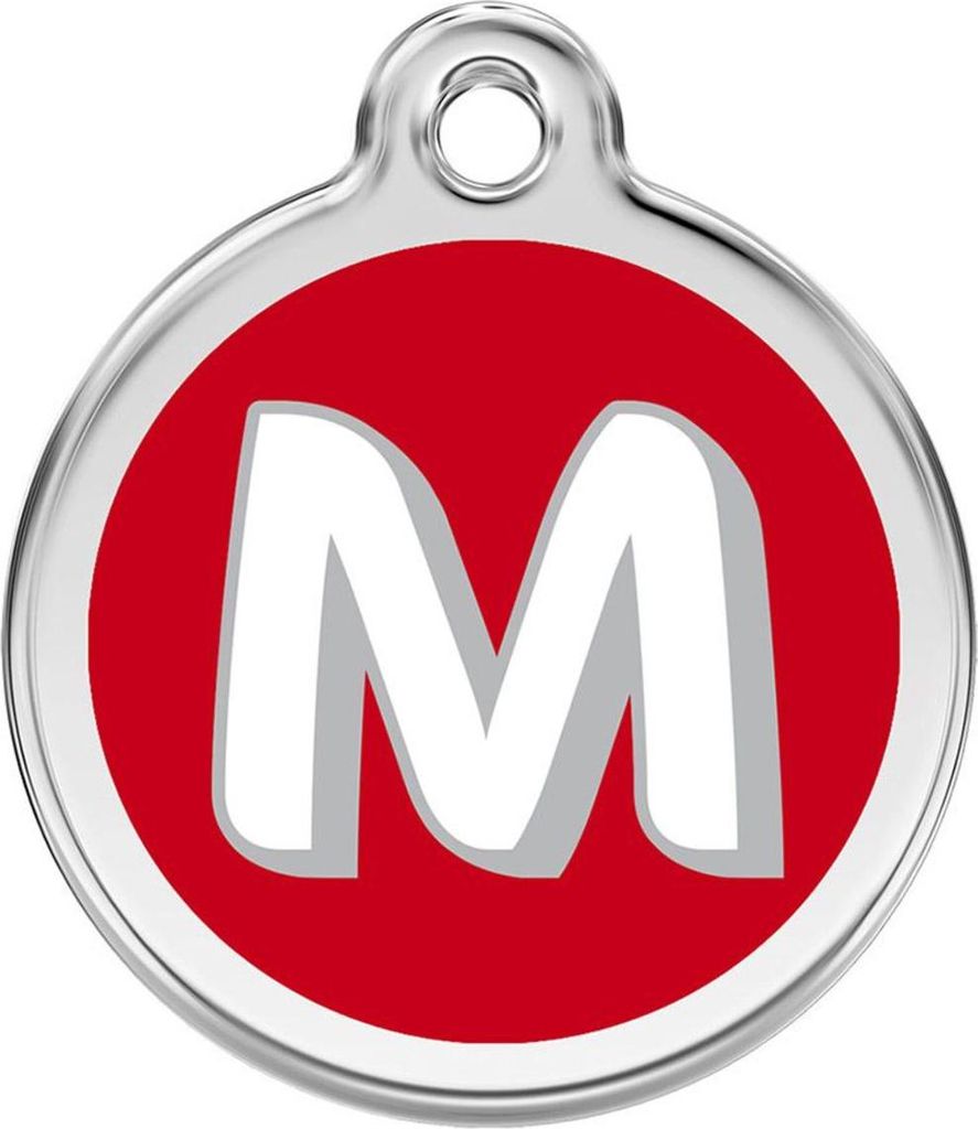 RedDingo Hundemarke mit individueller Gravur Buchstabe M rot, Größe: S