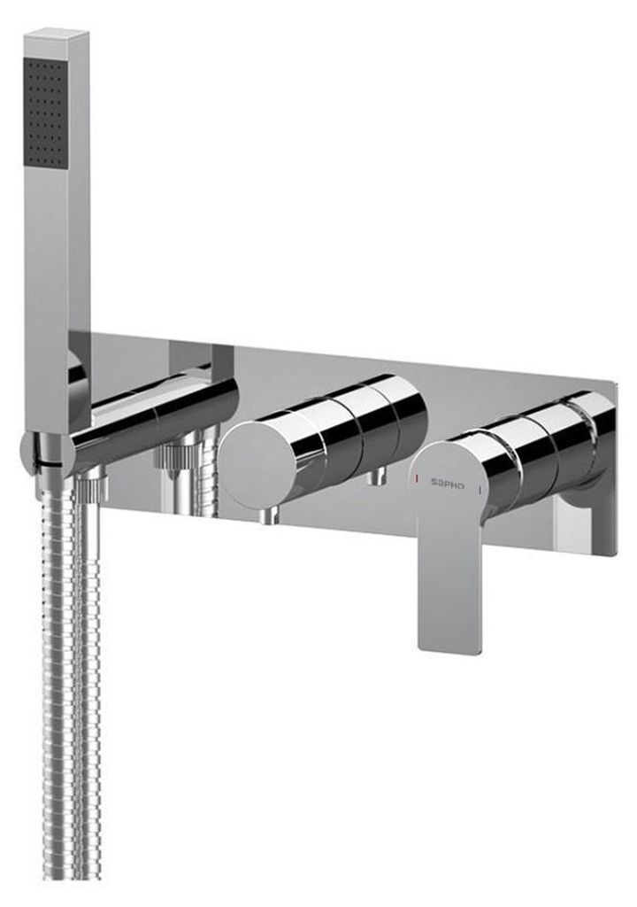Sapho PAX Unterputz-Duscharmatur/Wannenarmatur mit Handbrause, 3 Wege, Chrom