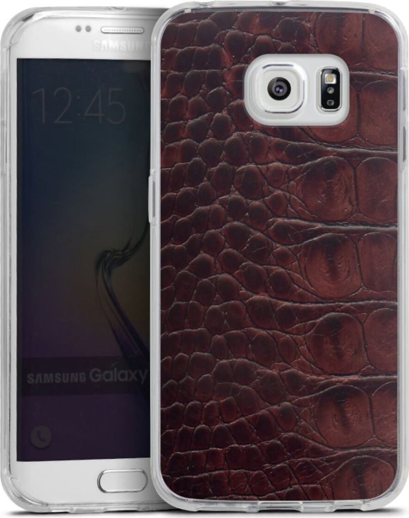 DeinDesign Handyhülle für Samsung Galaxy S6 Edge Silikon Hülle Case Smartphone Schutzhülle Animalprint Krokodil Leder