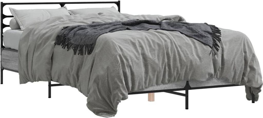 "2026 Promotion" Bettgestell moderne - Grau Sonoma 140x200 cm - Holzwerkstoff und Metall - Polsterbett CC13821