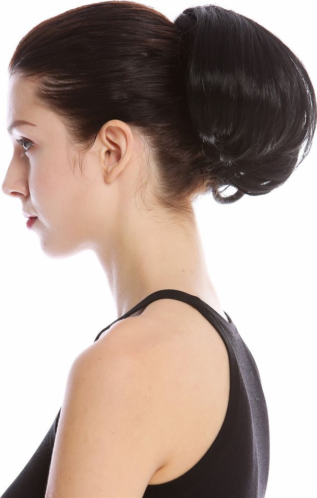 WIG ME UP Haarteil Dutt Zopf Kurz Glatt Voluminös Schwarz 909AB-V-1