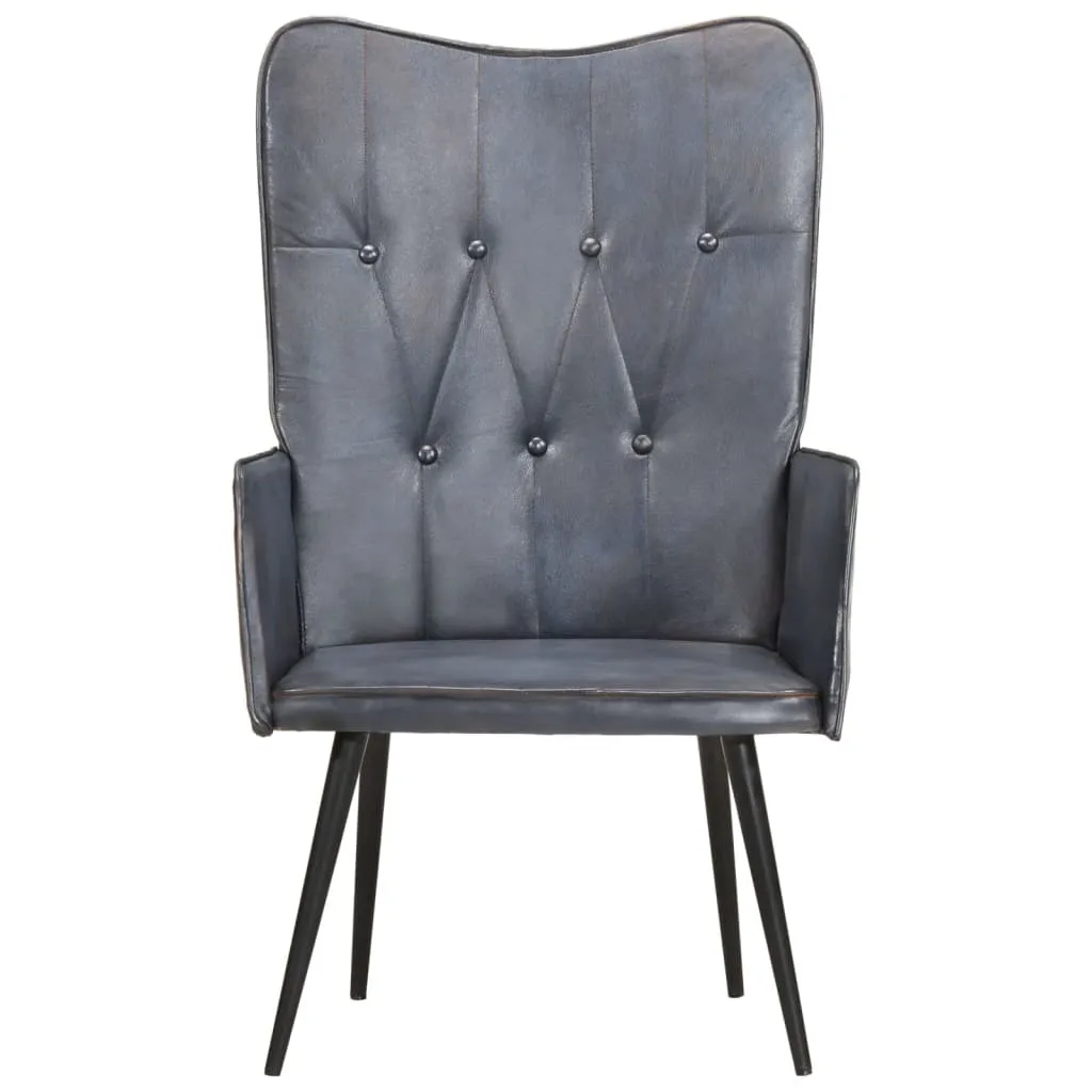 Poltrona Wingback vidaXL Grigia in Pelle | Arredo Living Moderno