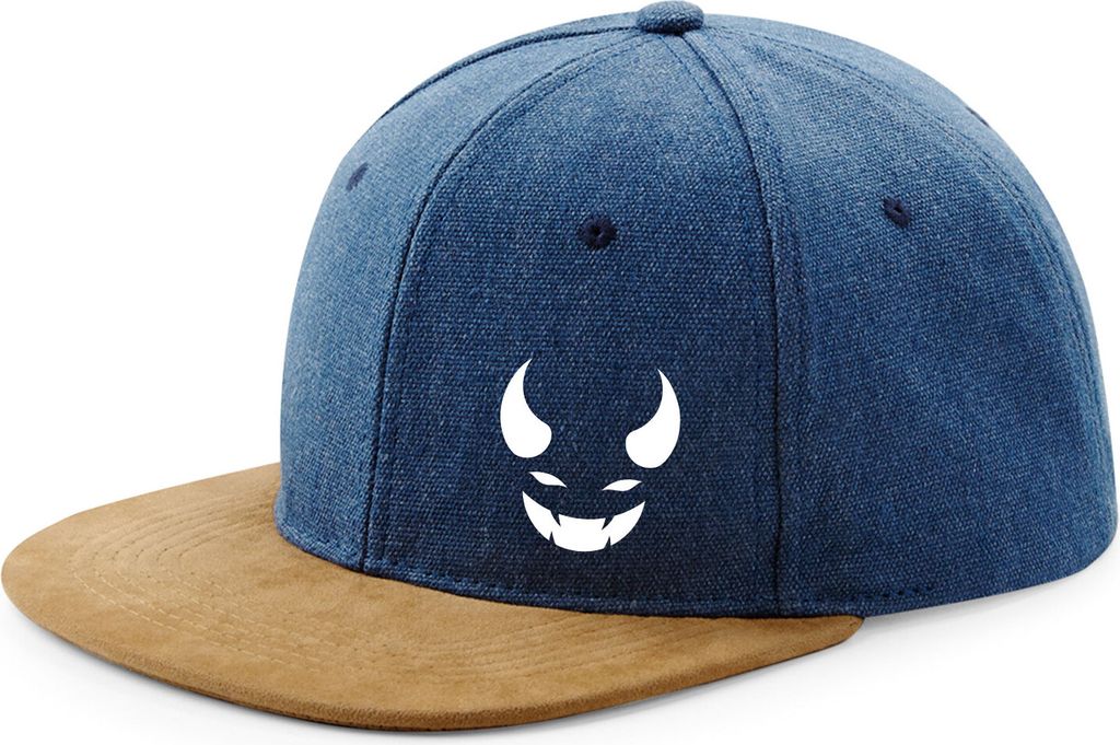 Huuraa Cappy Mütze Teufel Devil Denim Baumwolle und Polyester Snapback Kappe Geschenkidee