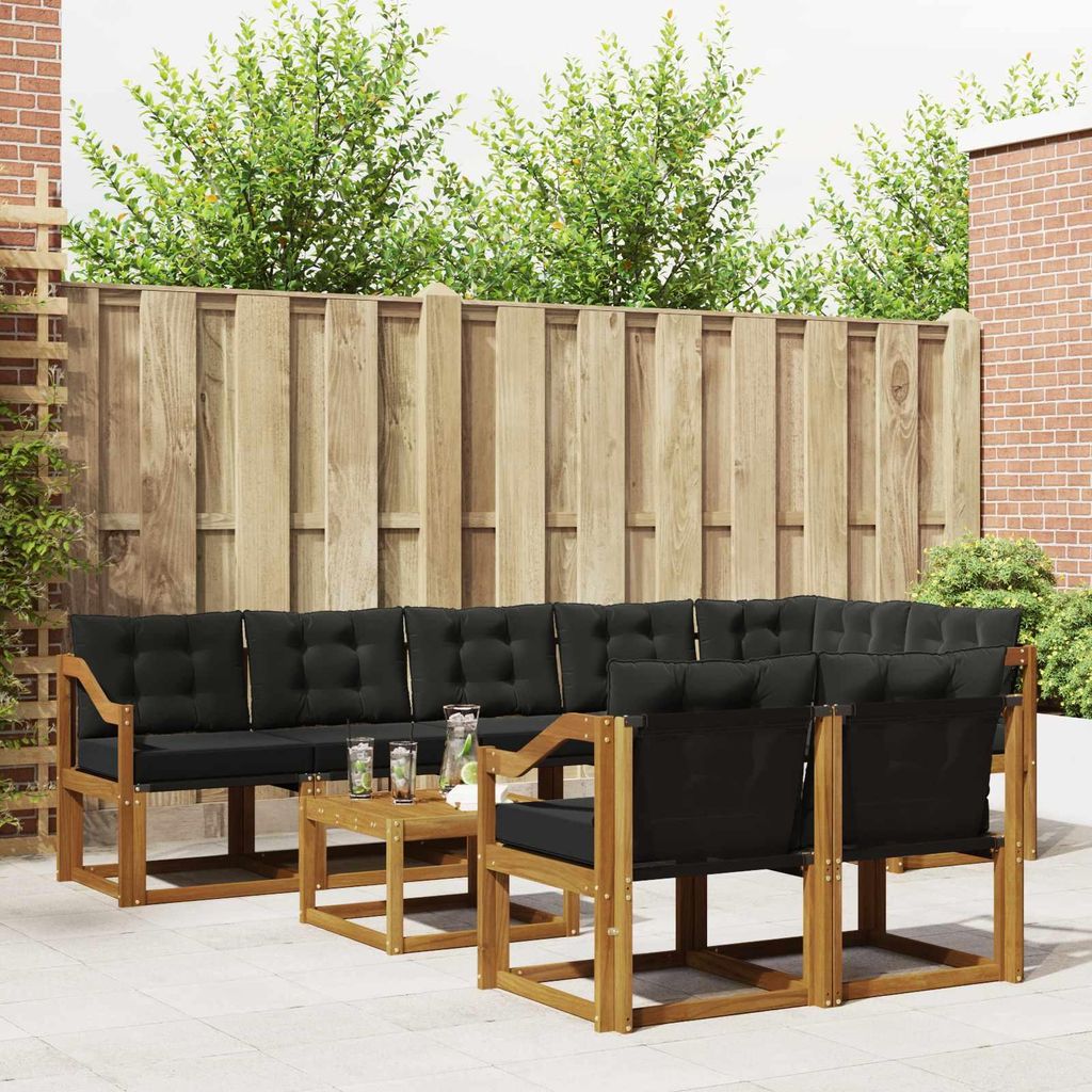 "Seasonal Sale"Outdoor-Sofagarnitur - CLORIS - Balkonmöbe/Sitzgruppe - mit Kissen 9 pcs - Moderne Design - Natürlich und Schwarz - Gartensofas DE...